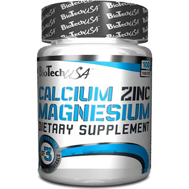 Фото Комплекс минералов Calcium Zinc Magnesium, 100 таб. Biotech USA