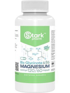 Фото Магній бісгліцинат Stark Magnesium Bis-Glycinate & B6 120 капсул