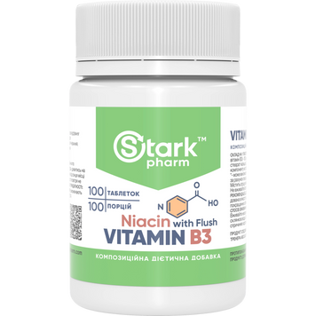 Фото Stark Niacin (Vitamin B3 with Flush) 100 мг 100 таблеток (вітамін B3 з ефектом почервоніння)