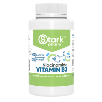 Фото Stark Niacinamide Vitamin B3 500 мг 90 капсул (ніацинамід, ніацин, вітамін B3)