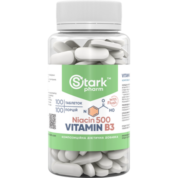 Фото Stark Niacin (Vitamin B3 with Flush) 500 мг 100 таблеток (вітамін B3 з ефектом почервоніння)