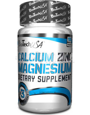 Фото Комплекс минералов Calcium Zinc Magnesium, 100 таб. Biotech USA 