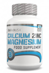 Фото Комплекс мінералів Calcium Zinc Magnesium, 100 таб. Biotech USA 